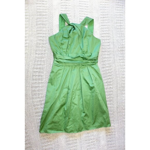 Davids Bridal twist Mini Dress Green Size 8 Cotton Sleeveless zip up Cocktail - Picture 7 of 10